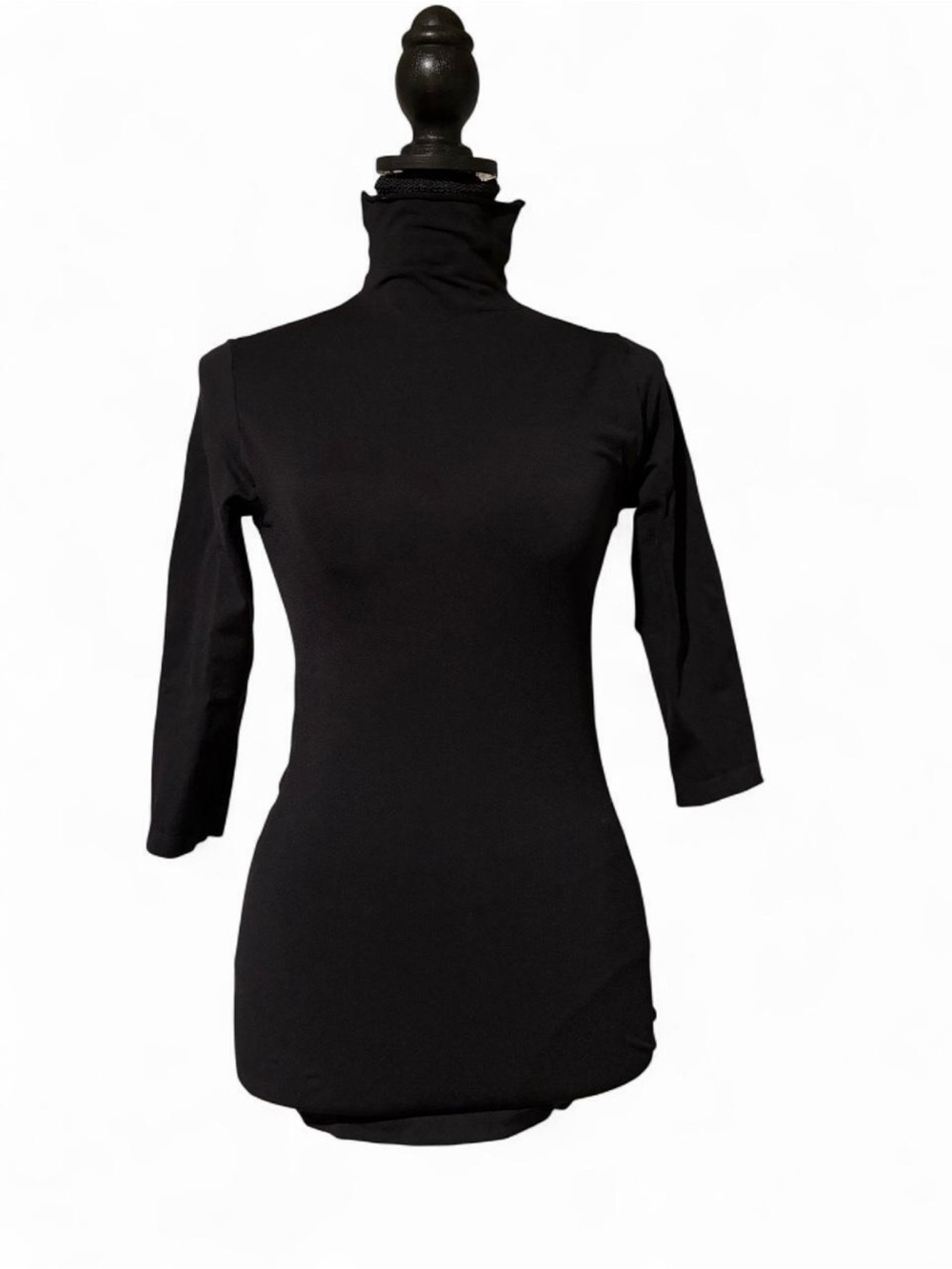 Black Mock Neck Top 3/4 Sleeves/ Seamless Size S